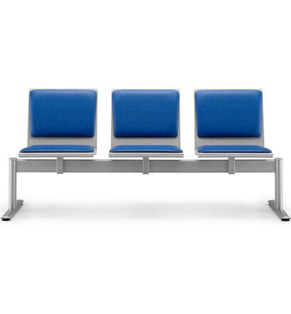 Metallbank ZERO 3-Sitzer, T-Fuß, Sitz- und Rückenpolster