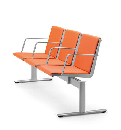 Metallbank ZERO 3-Sitzer, T-Fuß, Vollpolster